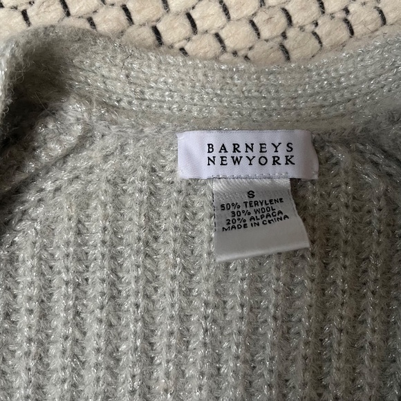 Barneys New York Shimmer Wool Ribbed Cardigan – Size Small - Picture 2 of 7